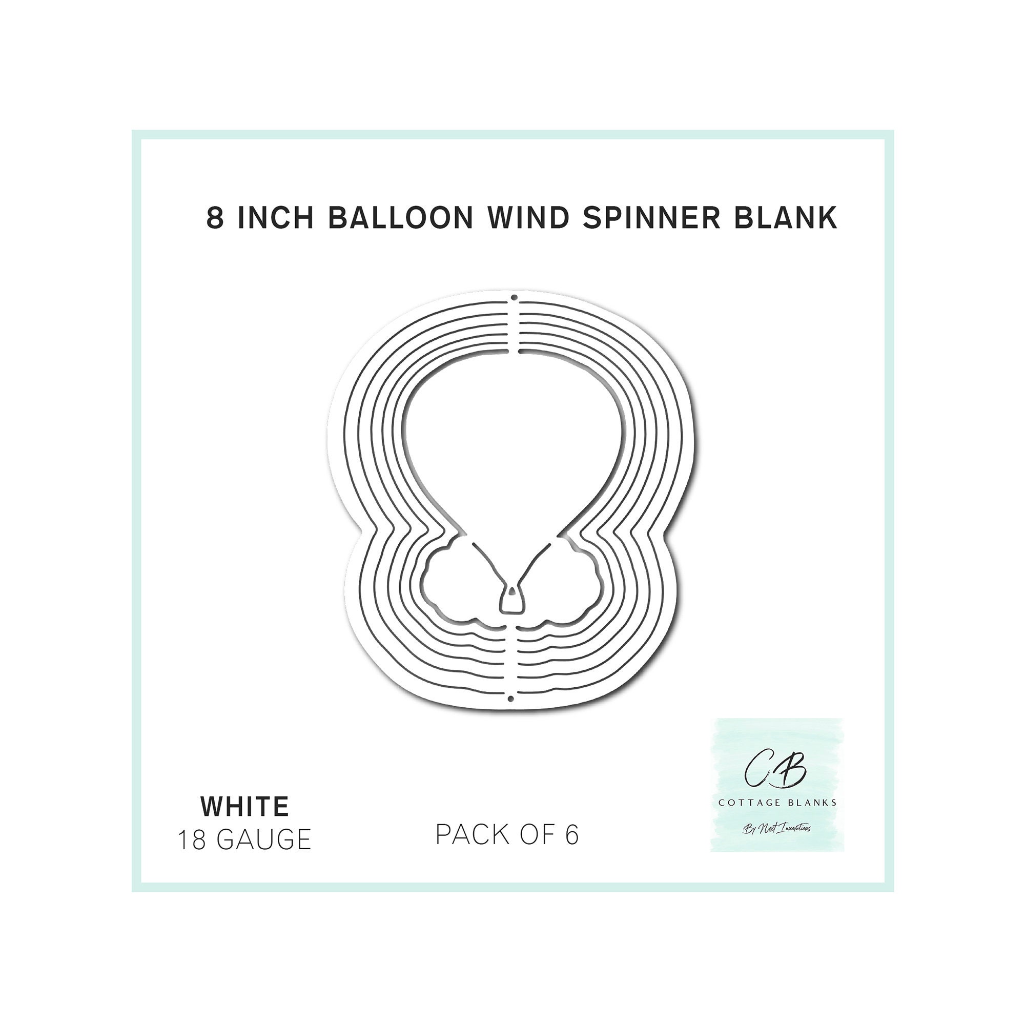 8 Inch Wind Spinner All White Sublimation Blank Pack of 6