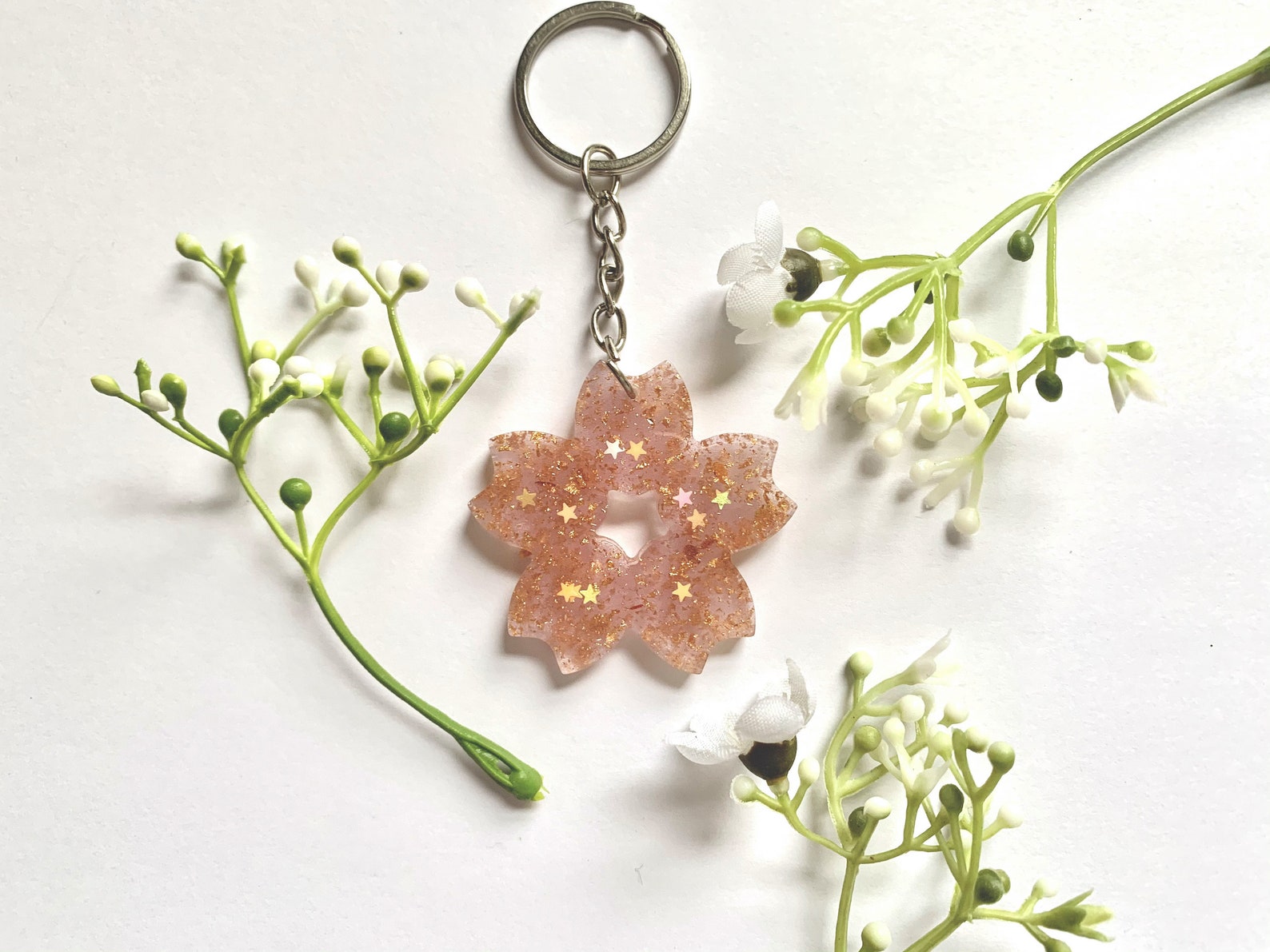 Sakura Flower Resin Keychain Anime Keychain Sakura Flower Etsy
