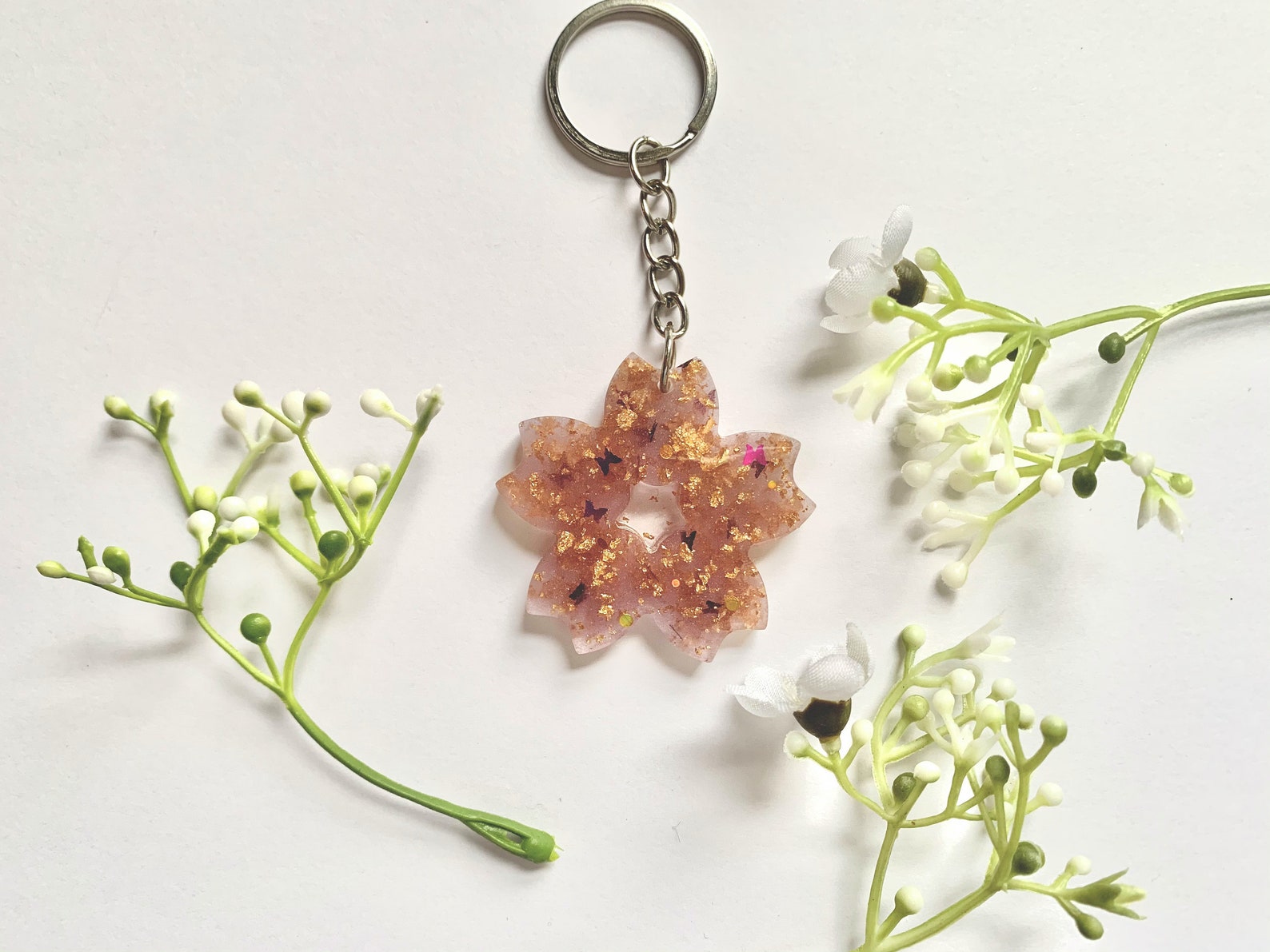 Sakura Flower Resin Keychain Anime Keychain Sakura Flower Etsy