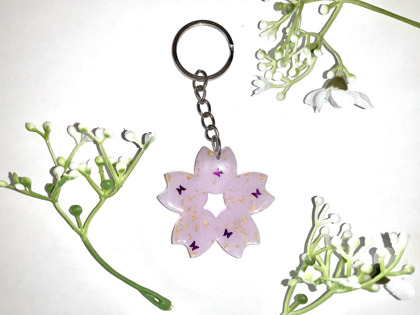 Sakura Flower Resin Keychain Anime Keychain Sakura Flower Etsy