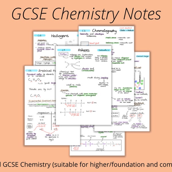 GCSE Chemie Papier 1 und 2 Notizen Bündel