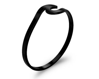 Carbon Fiber Wave Shape Ring Both For Men and Women, Original Handmade Comfort Black Ring - Ringblack WAVE 3mm