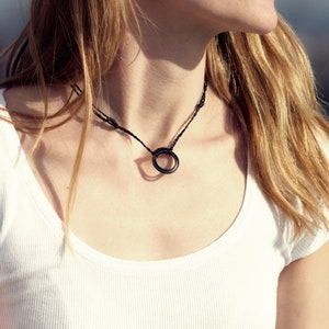Carbon Fiber Black Flat Women Pendant, Handmade Black Pendant - Ringblack TWO