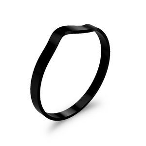 Carbon Fiber River Wave Shape Ring Both For Men and Women, Original Handmade Comfort Black Ring - Ringblack RIVER 3mm
