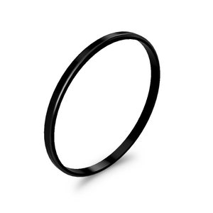 Carbon Fiber Flat Men and Women Wedding Band, Original Handmade Comfort Black Ring - Ringblack PLAIN 2mm