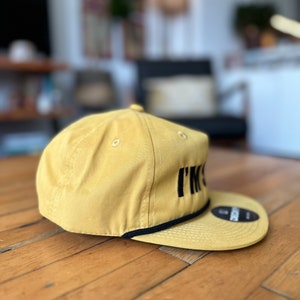 IM SHY Navy and Gold, Everyday Soft Structured Hats, Trendy 5-Panel Rope Hats, Embroidered Great Quality Classic and Seamless Hats image 6