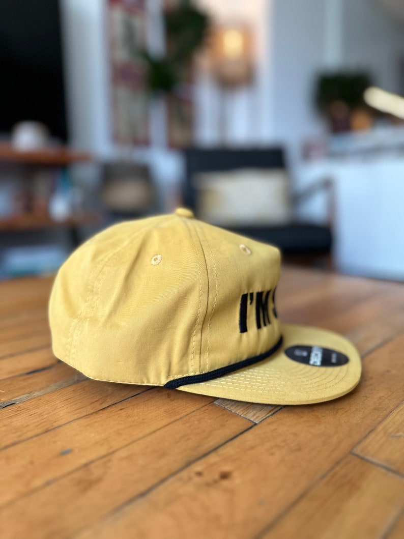 IM SHY Navy and Gold, Everyday Soft Structured Hats, Trendy 5-Panel Rope Hats, Embroidered Great Quality Classic and Seamless Hats image 6