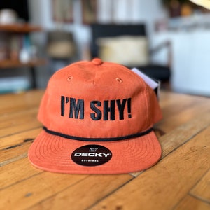 IM SHY Navy and Gold, Everyday Soft Structured Hats, Trendy 5-Panel Rope Hats, Embroidered Great Quality Classic and Seamless Hats Orange/Black