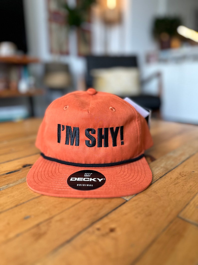 IM SHY Navy and Gold, Everyday Soft Structured Hats, Trendy 5-Panel Rope Hats, Embroidered Great Quality Classic and Seamless Hats Orange/Black