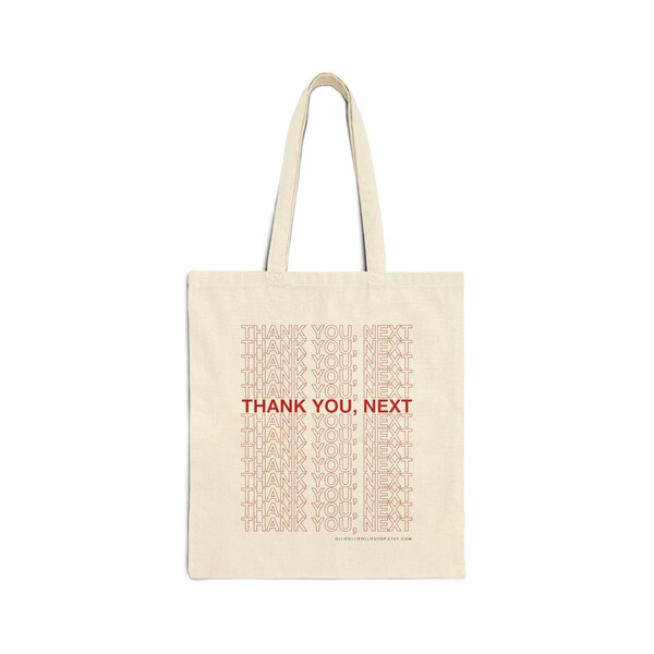 Thank You Next Cotton Canvas Tote Bag, Ariana Grande Inspired Reusable Shopping Bag, Eco Friendly Thank You Bag, Everyday Bag