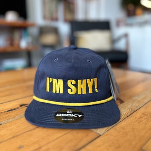 IM SHY Navy and Gold, Everyday Soft Structured Hats, Trendy 5-Panel Rope Hats, Embroidered Great Quality Classic and Seamless Hats image 2