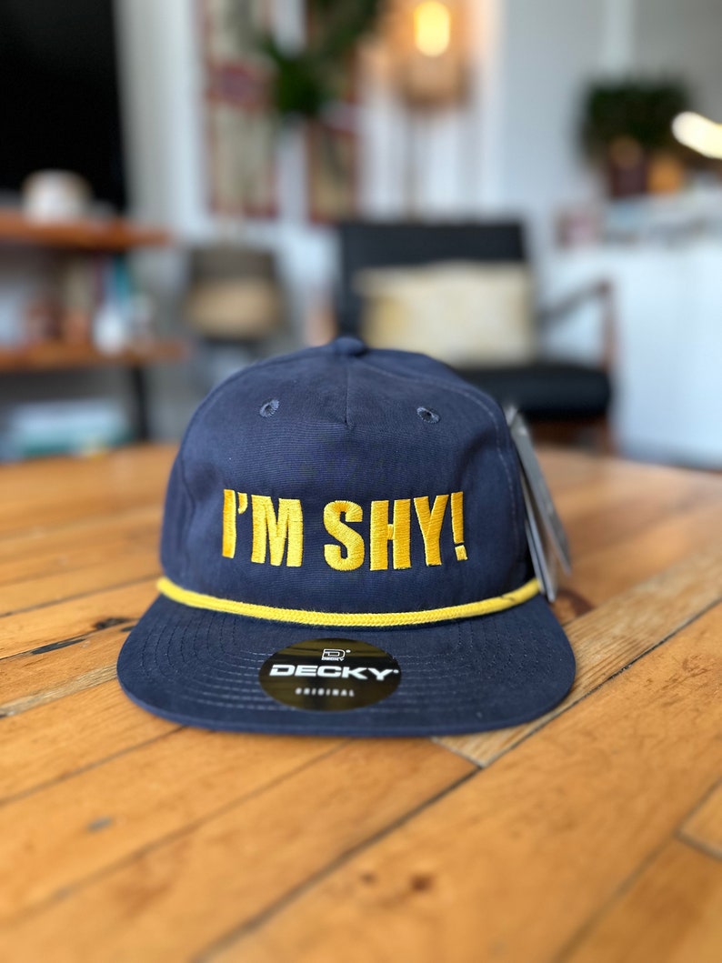 IM SHY Navy and Gold, Everyday Soft Structured Hats, Trendy 5-Panel Rope Hats, Embroidered Great Quality Classic and Seamless Hats image 2