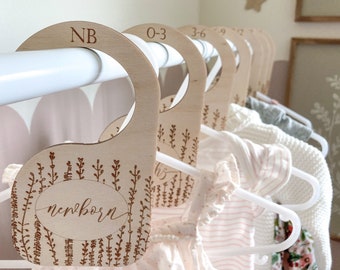 Floral Baby Closet Dividers Baby Wardrobe Dividers Wood Clothes Dividers Nursery Closet Organizers Baby shower gift New baby gift New Mom