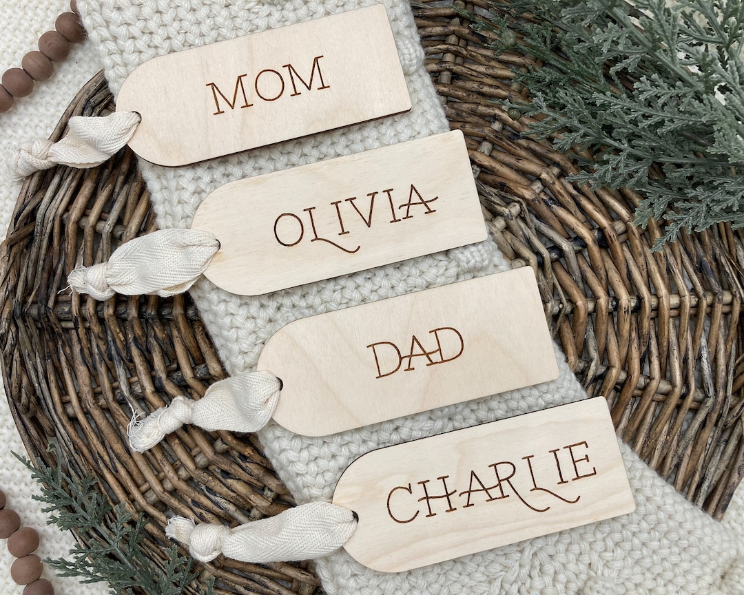 Personalized Christmas Stocking Name Tag Custom Wooden Name Tag