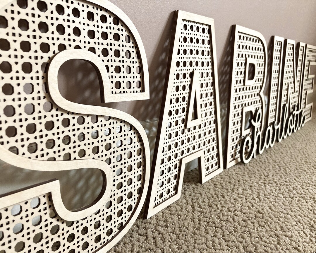 Faux Rattan Letter|rattan Style Letter|rattan Nursery Decor|custom Name ...