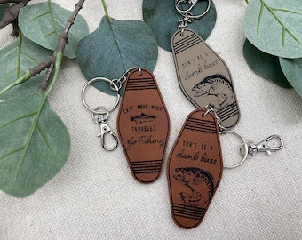 Fishing Keychain Don't be a dumb bass Cast away your troubles Fishing gifts for dad Fishing gifts for men