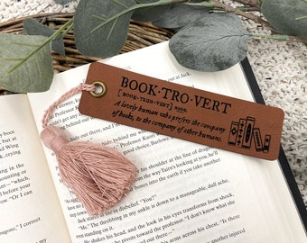 Engraved Leather Bookmark Gift for Book Lovers With Chunky Tassel