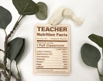 Nutrition Teacher Ornament Teacher Appreciation Gift Tag Keepsake Personalized Gift School Ornament Educator Gift