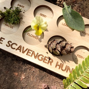 Nature Scavenger Hunt Tray Kids Nature Hunt Wood Activity Montessori Nature Game Toddler Outdoor Activity