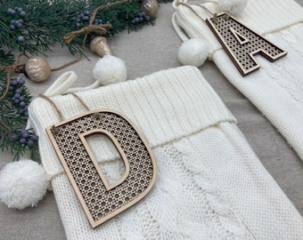 Custom Rattan Christmas Stocking Tags Minimal Christmas Stocking Name Tag Wood Name Tag Personalized Stocking Name Tag Gift Tags