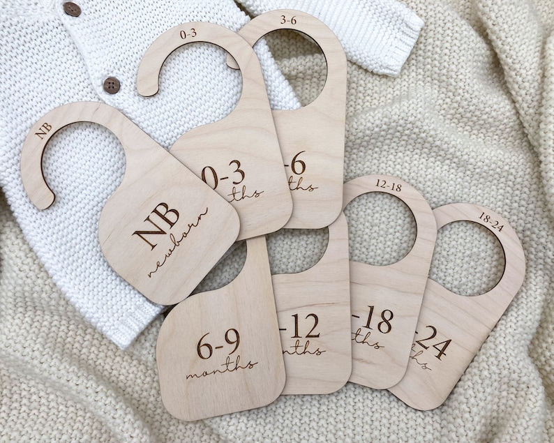 Baby Nursery Closet Dividers Handmade Wood Clothes Size Markers for Babies Wooden Baby Gifts Organize Babies Closet Baby Shower Gift Ideas image 2