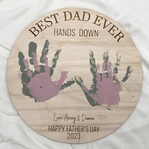 Father's Day Handprint Sign Gift Best Dad Ever Personalized Handprint Sign Father's Day DIY Sign Gift for Dad