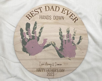 Father's Day Handprint Sign Gift Best Dad Ever Personalized Handprint Sign Father's Day DIY Sign Gift for Dad