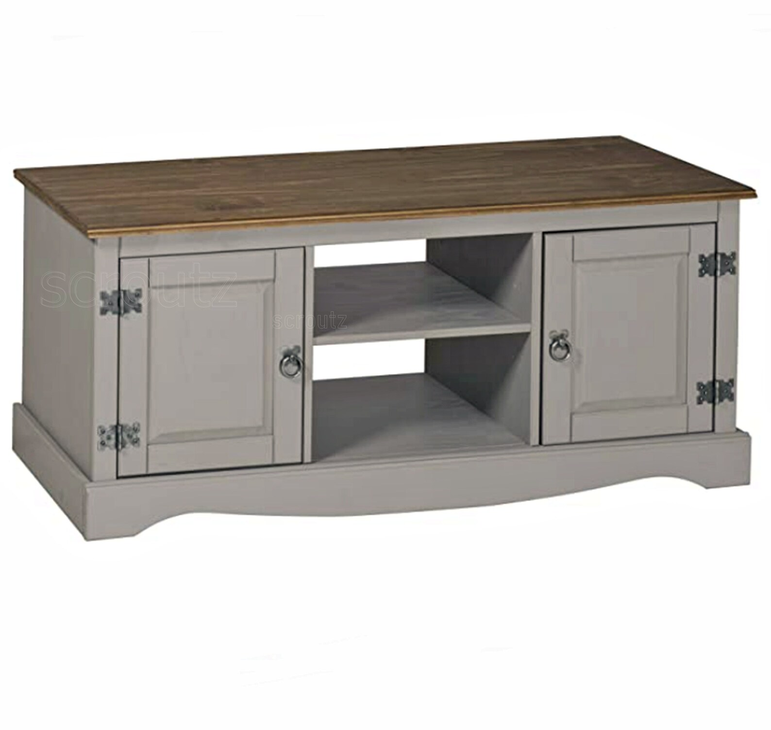 Grey TV Stand Large Media Unit Vintage Low Table Rustic Etsy