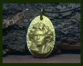 Colgante de bronce de Beethoven, joyería de compositor clásico, regalo para amantes de la música y músicos, collar de pianista