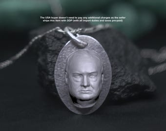 Sir Winston Churchill Sterling Silver Pendant | British Statesman Necklace | UK History Charm | Collectible Jewelry