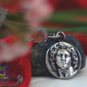 Alexander the Great Sterling Silver Pendant, Greek Mythology Jewelry, Men Charm, Sterling Silver Necklace, Women Jewelry, Ancient Greece