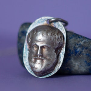Aristotle Sterling Silver Necklace: Greek Philosopher Amulet Pendant