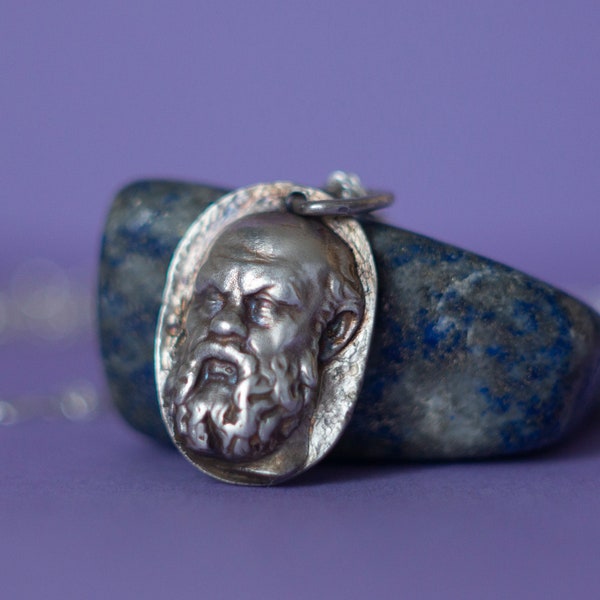 Socrates Silver Necklace, Greek Philosopher, Sterling Silver Pendant, Bust Jewelry, Ancient Philosophy Art, Statue Charm, Gift Medallion