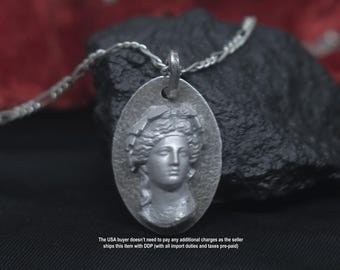Bacchus Sterling Silver Pendant | Dionysus Necklace | God of Wine, Fertility, Theatre, Festivity Charm