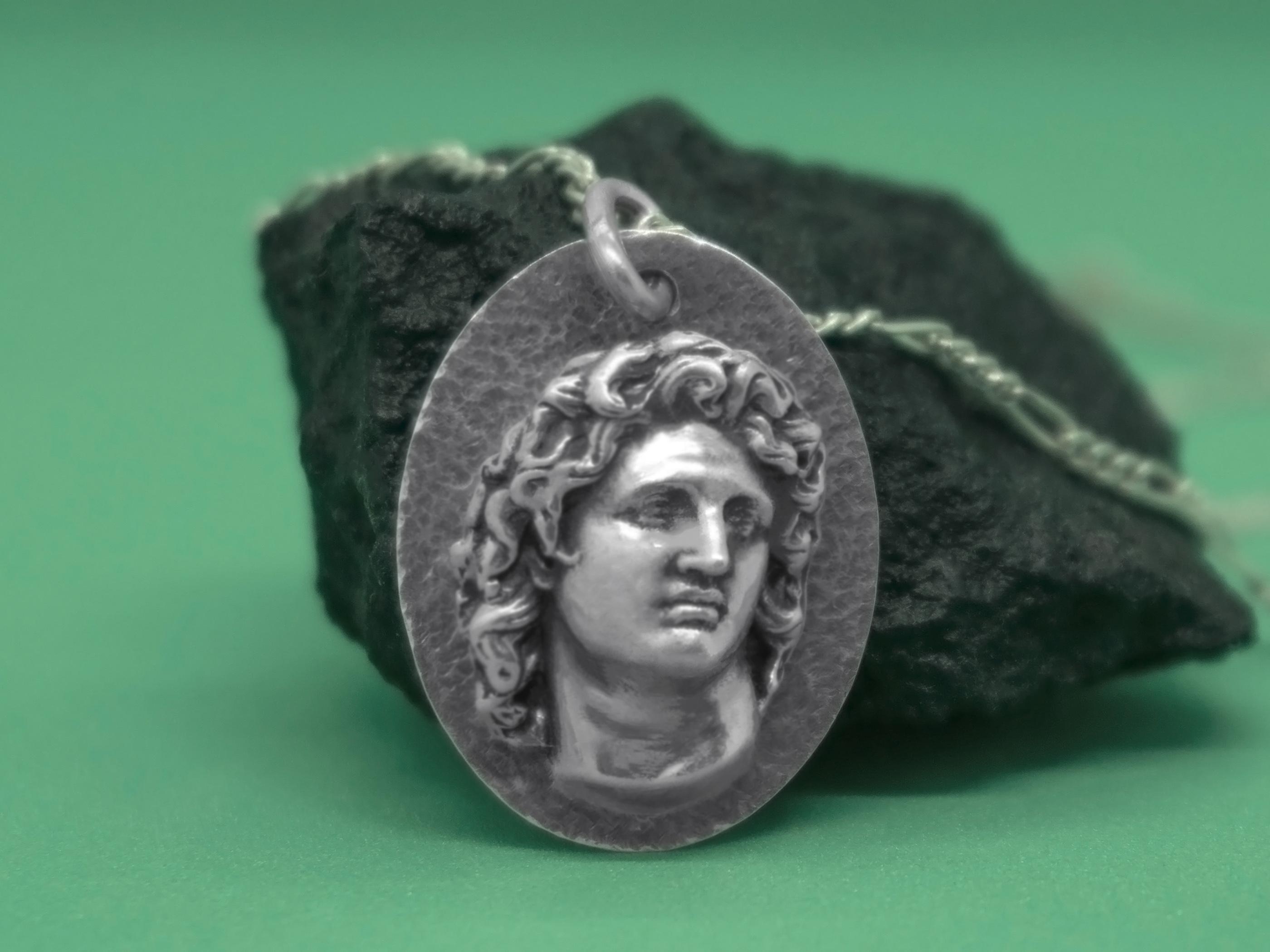 アレクサンダー大王スターリングシルバーネックレス、古代ギリシャ