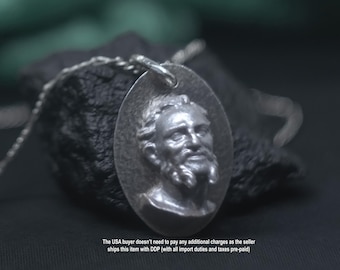 Democritus Sterling Silver Pendant | Greek Philosopher Necklace | Atomic Theory Founder Charm | Philosophy Lover Jewelry