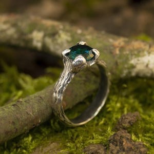 Sterling Silver Tree Branch Textured Ring, Vintage  Style Gothic Twig Engagement Ring
