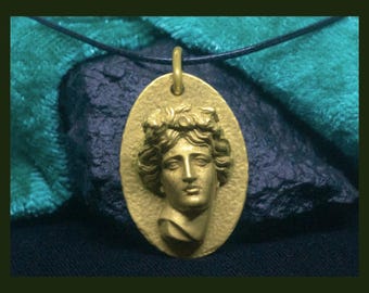 Apollo Bronze Pendant | God of Music, Dance, Healing, Poetry Necklace | Mythology Jewelry
