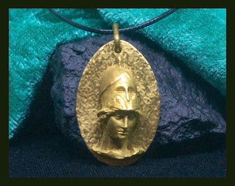Athena Bronze Pendant | Goddess of Wisdom, Warfare, Handicraft Necklace | Greek Mythology Charm
