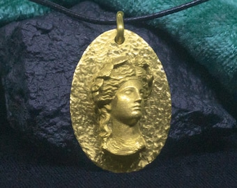 Bacchus Bronze Pendant | Dionysus Necklace | God of Wine, Fertility, Theatre, Festivity Charm