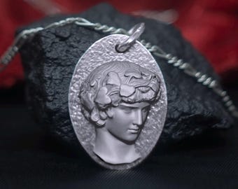 Antinous Sterling Silver Pendant | Greek God Dionysus Necklace | Bacchus Charm | Mythology Jewelry