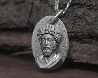 Marcus Aurelius Sterling Silver Pendant | Stoic Philosophy Necklace | Roman Emperor Jewelry