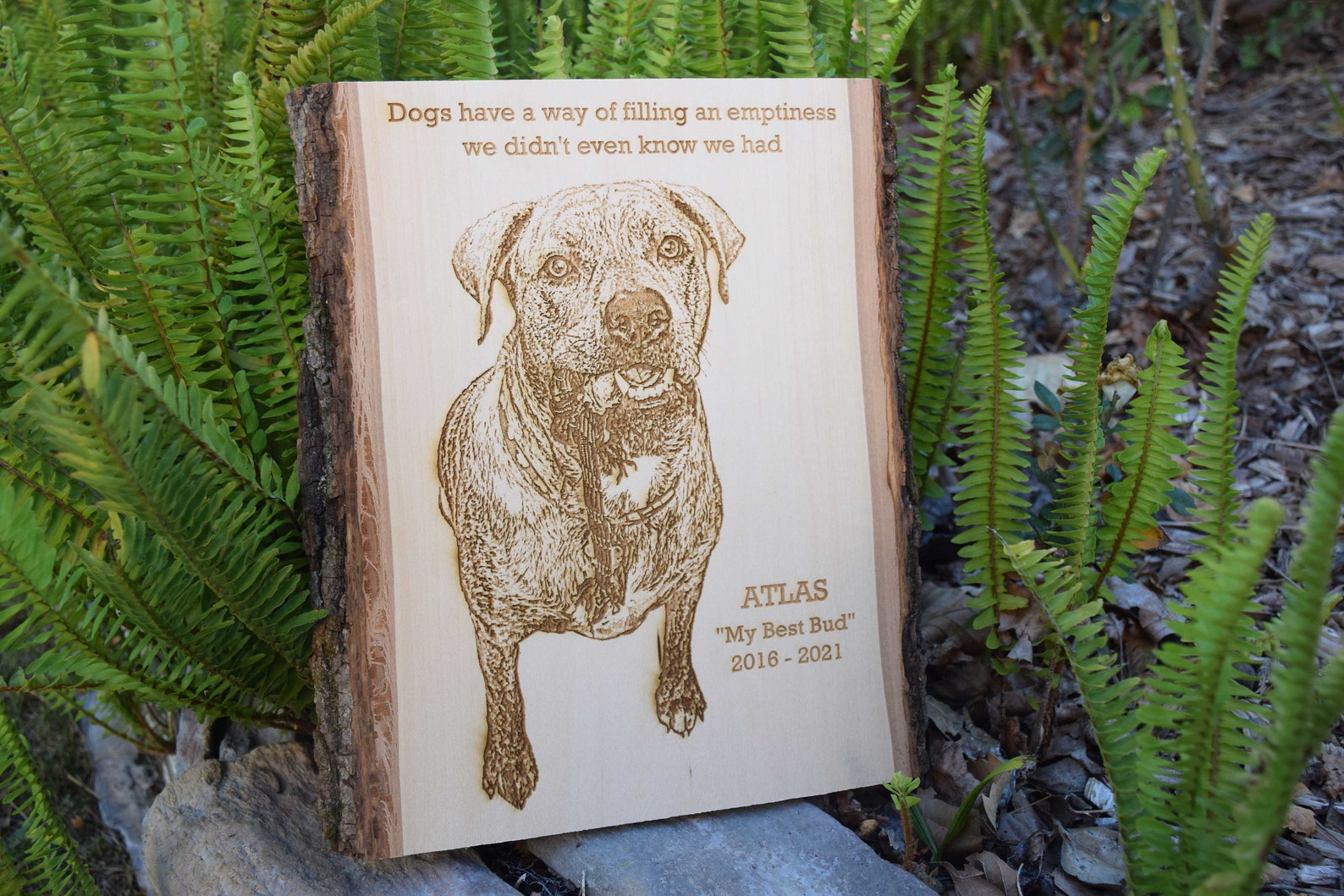 Pet Memorial Portrait Personalized Custom Laser Engraved Wood Etsy