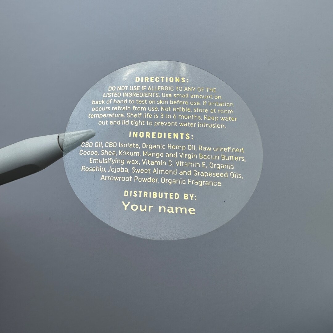Custom Foiled Ingredient Stickers, Round Handmade Labels - Etsy