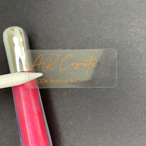 Personalised Lip-Gloss Labeling Stickers/ Product Labeling Stickers/ Gold Foiled Chapstick Labels/ Custom Logo Labels/ Lip Balm Label