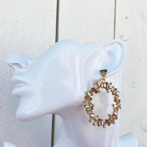 Rose Gold Crystal Hoop Jewelry, Rose Blush Circle Drop Earrings, Bridesmaid Jewelry Gifts, Rhinestone Hoop Earring