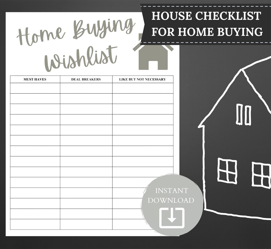 Home Wishlist Printable House Checklist Instant Downloadable Templates Etsy