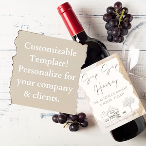 Gift from Realtor Wine Label Template — Closing Gift for Buyers, Printable