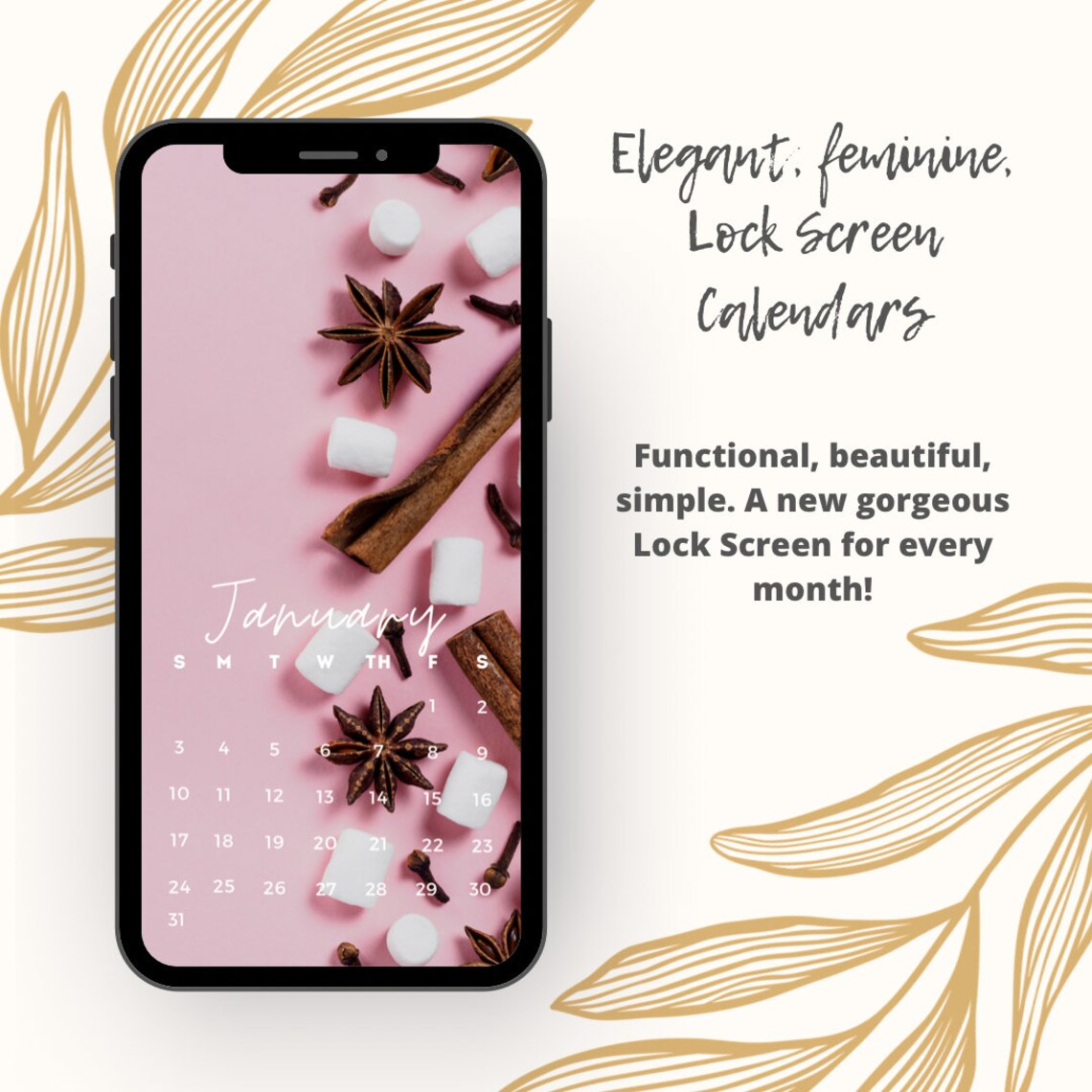 Iphone Lock Screen Calendar Pink 2021 Calendar IPhone Etsy