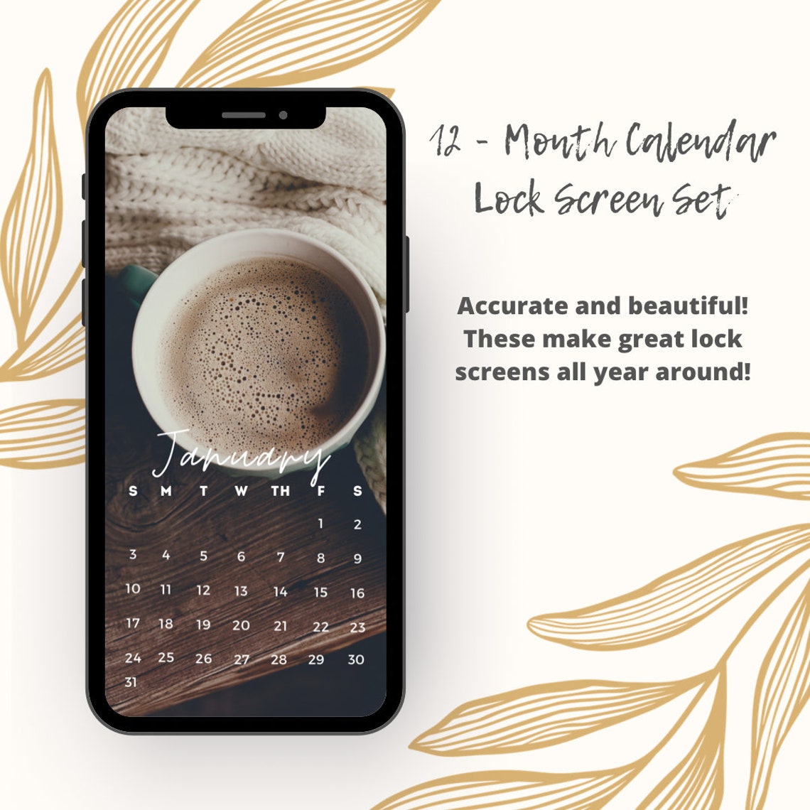 Iphone Lock Screen Calendar Rustic 2021 Calendar IPhone Etsy
